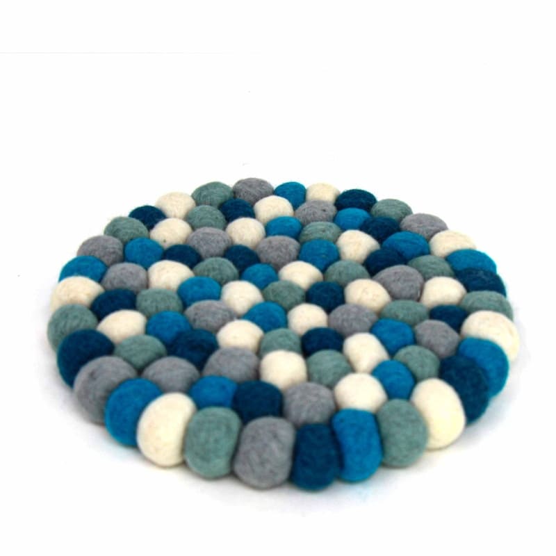 The Curated Nomad Southard Handmade Neutral Felt Ball Trivet