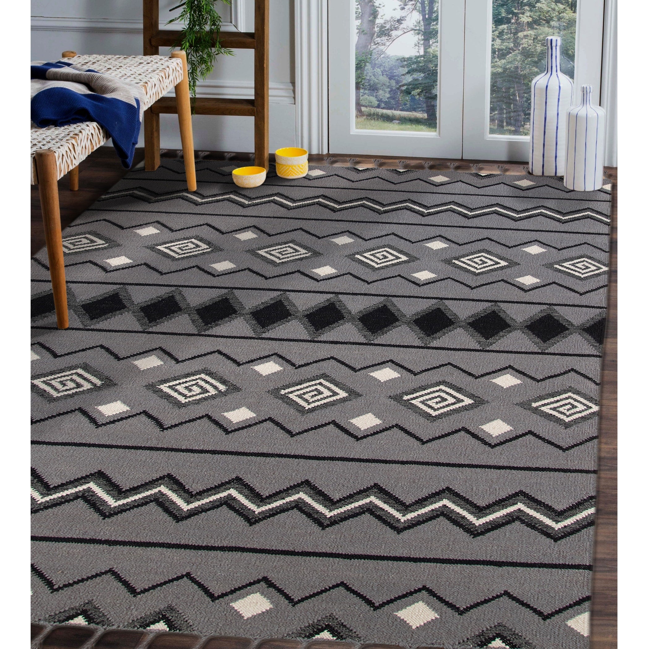 The Curated Nomad Sorrel Geometric Diamond Stripe Flatweave Accent Rug