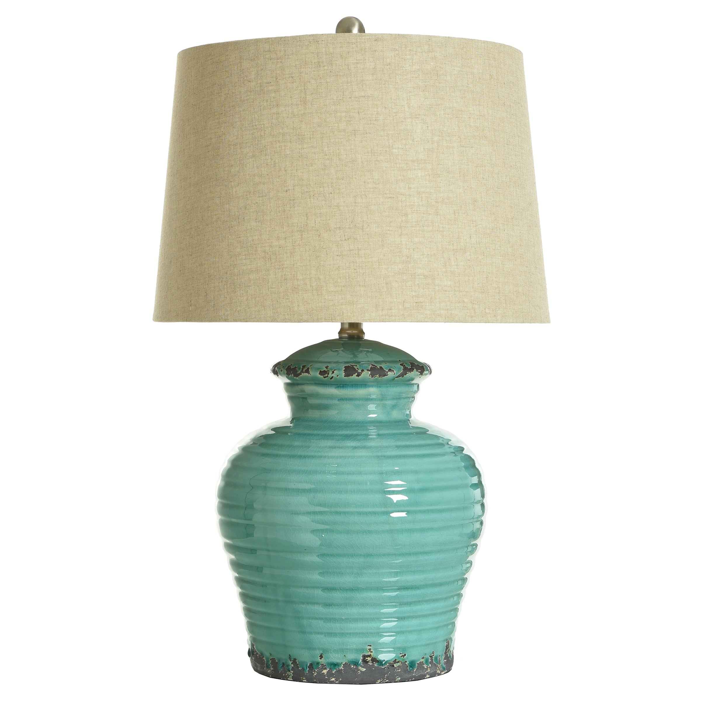 The Curated Nomad Tram Turquoise Ceramic Jug Table Lamp