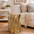 The Curated Nomad Vincente Gold Nature Inspired Tree Trunk Stool