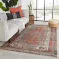 The Curated Nomad Whipple Medallion Grey Orange Cotton Mix Area Rug