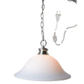 The Entertainer Plug In Swag Pendant Light 16 White Glass With Brushed Nickel Chain