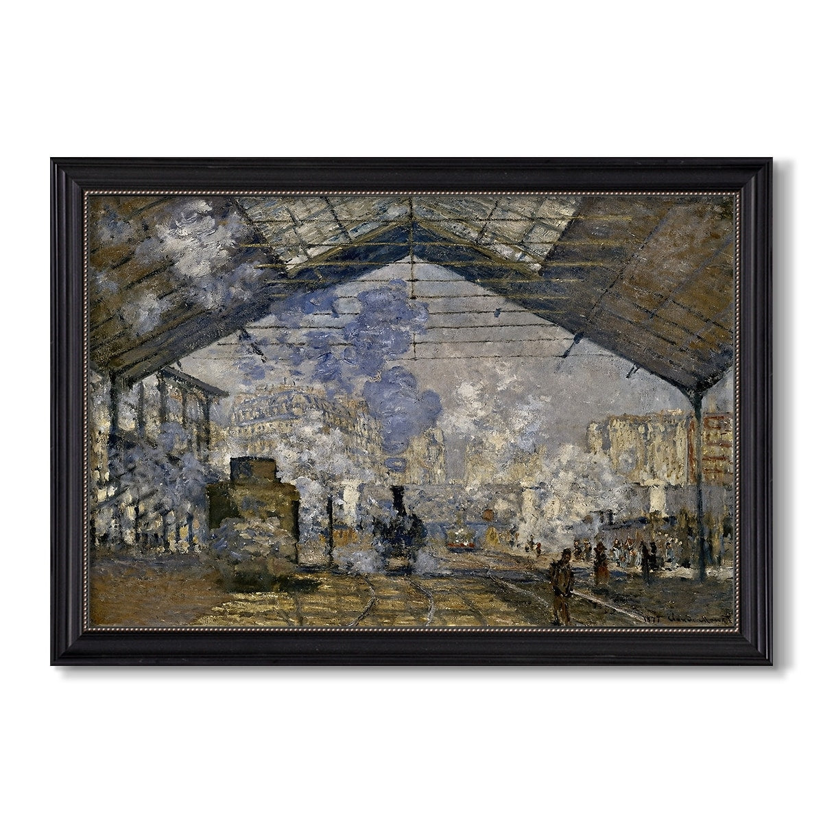 The Gare Saint Lazare 1877 Claude Monet Custom Framed Canvas