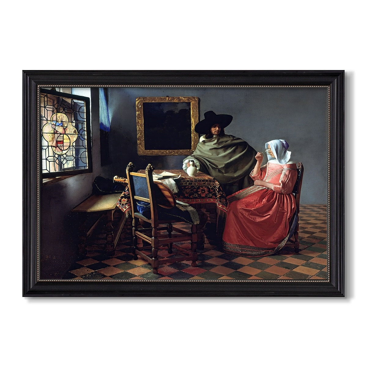 The Glass Of Wine C 1660 Johannes Vermeer Custom Framed Canvas