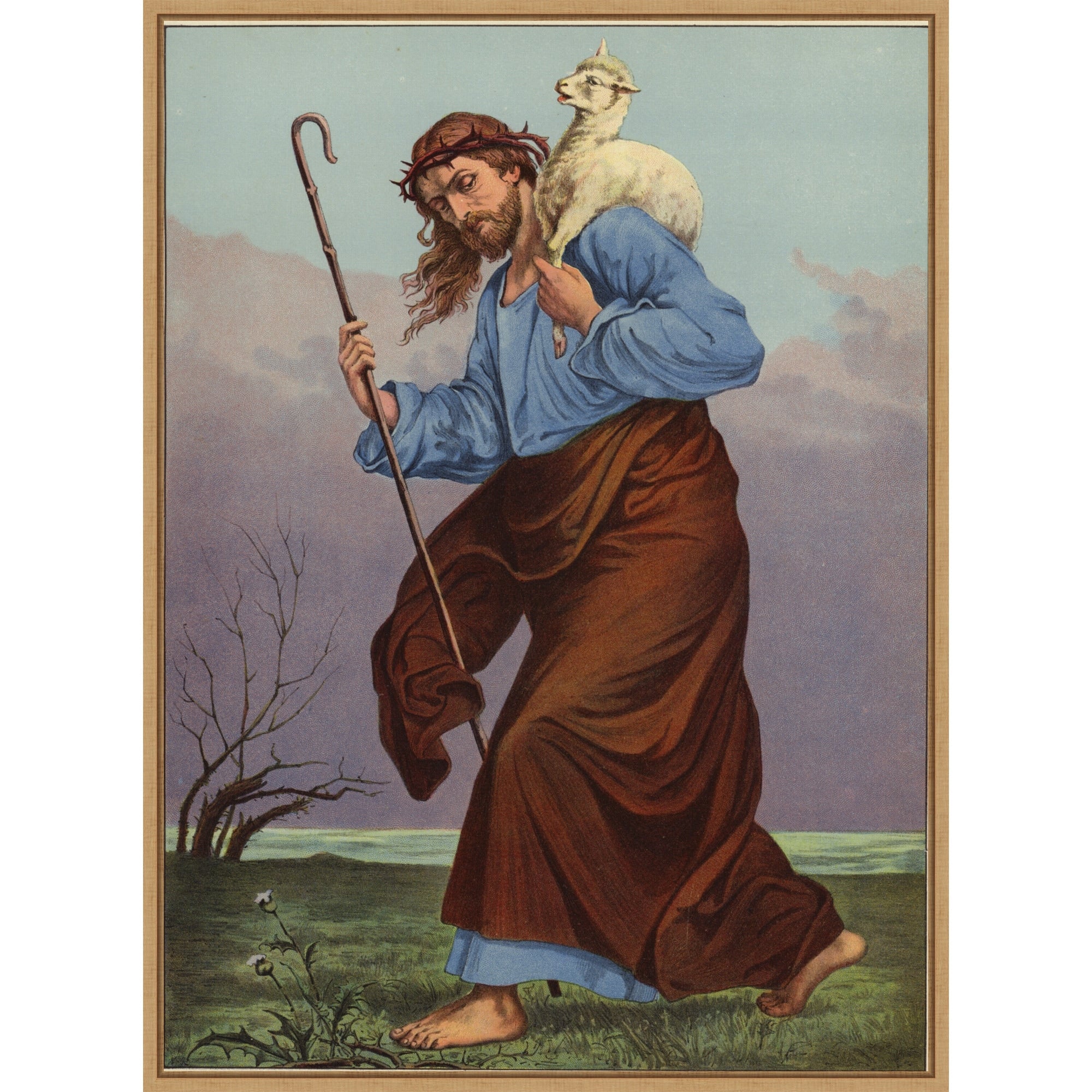 The Good Shepherd By English School Framed Canvas Wall Art Print