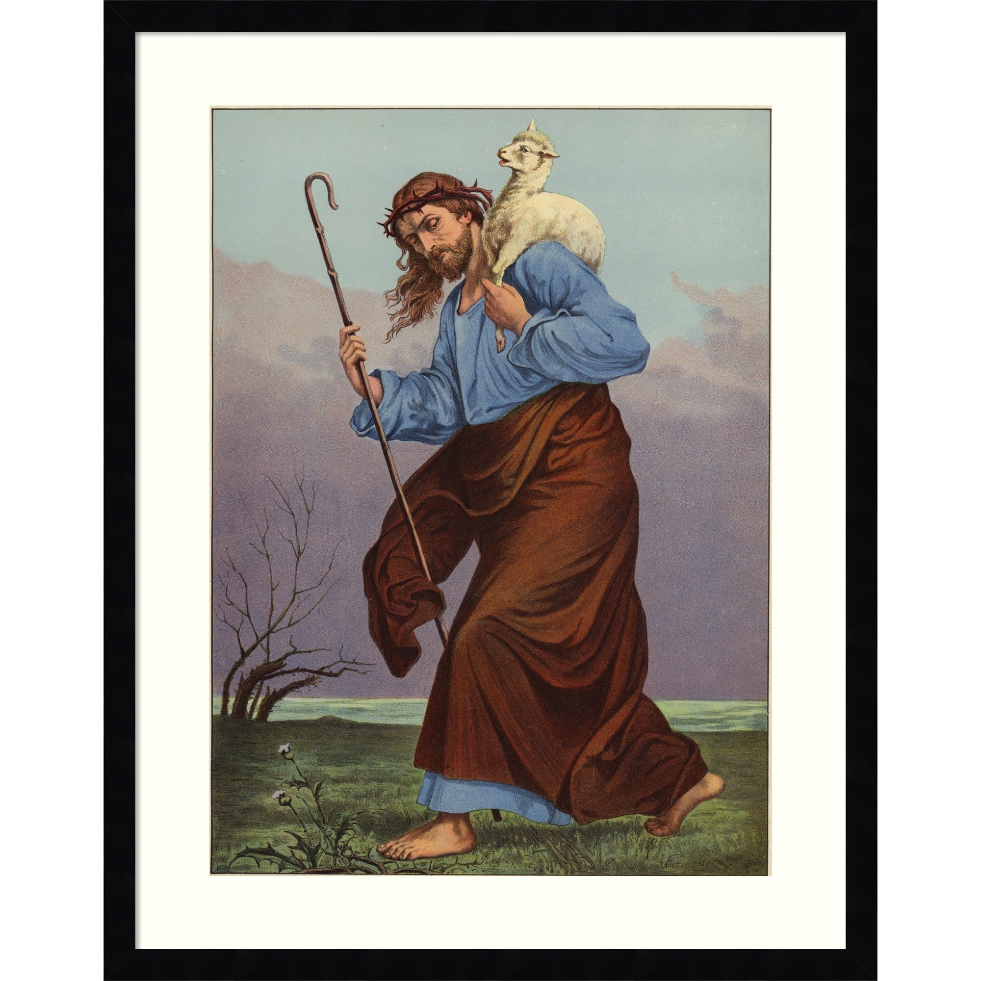 The Good Shepherd By English School Wood Framed Wall Art Print