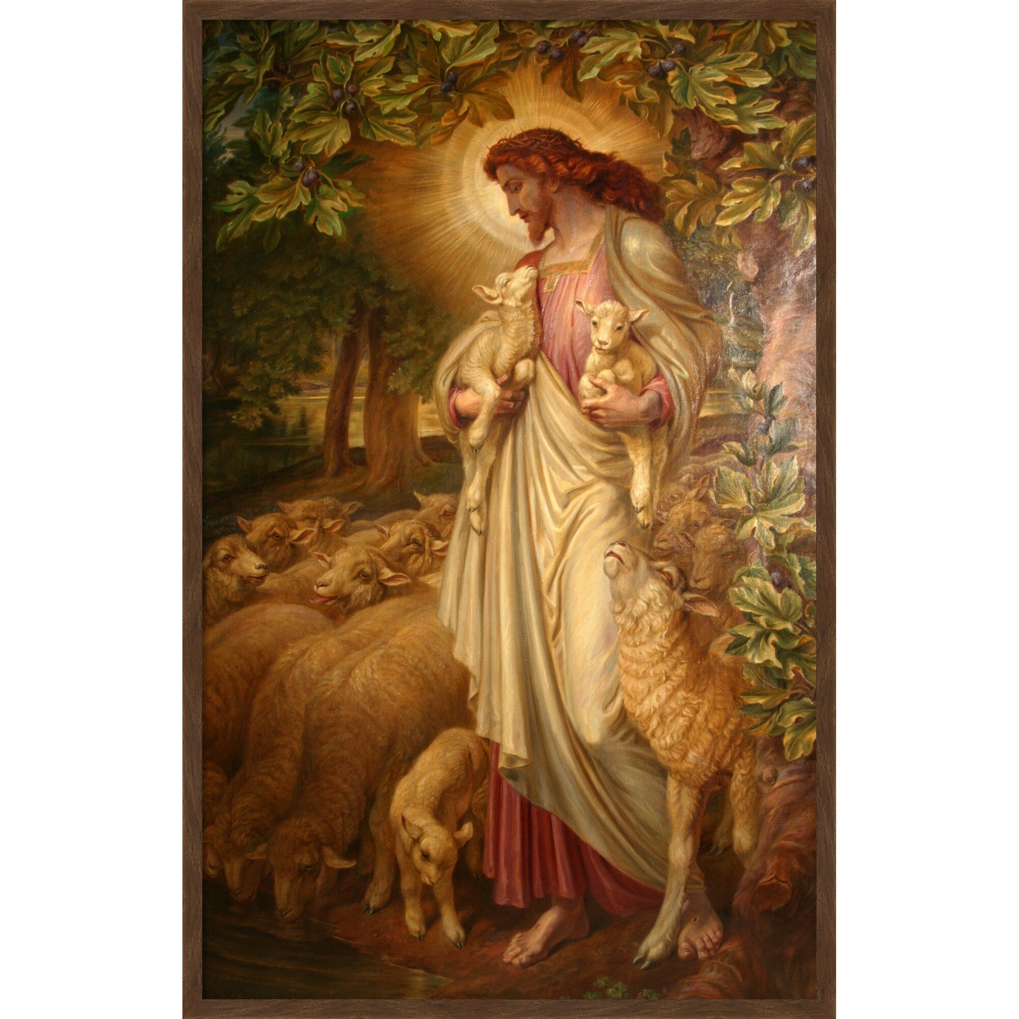 The Good Shepherd By Frederic James Shields Wood Framed Wall Art Print