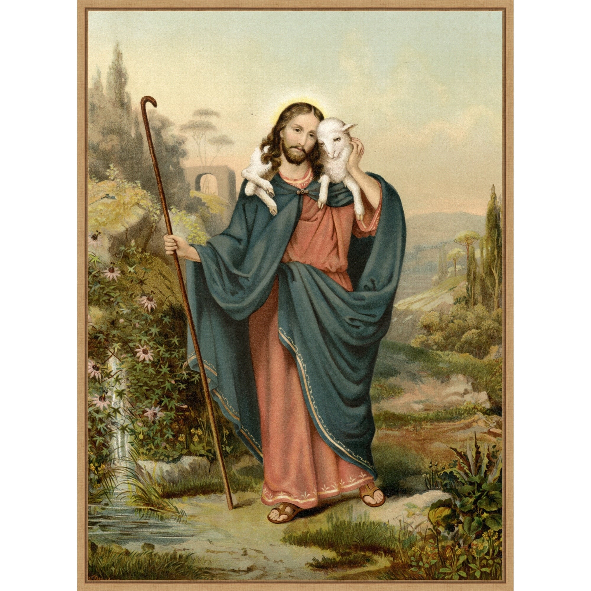 The Good Shepherd By Wilhelm Ebbinghaus Framed Canvas Wall Art Print