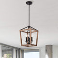 The Gray Barn Chatsworth 4 Light Antique Black Iron And Wood Cage Chandelier