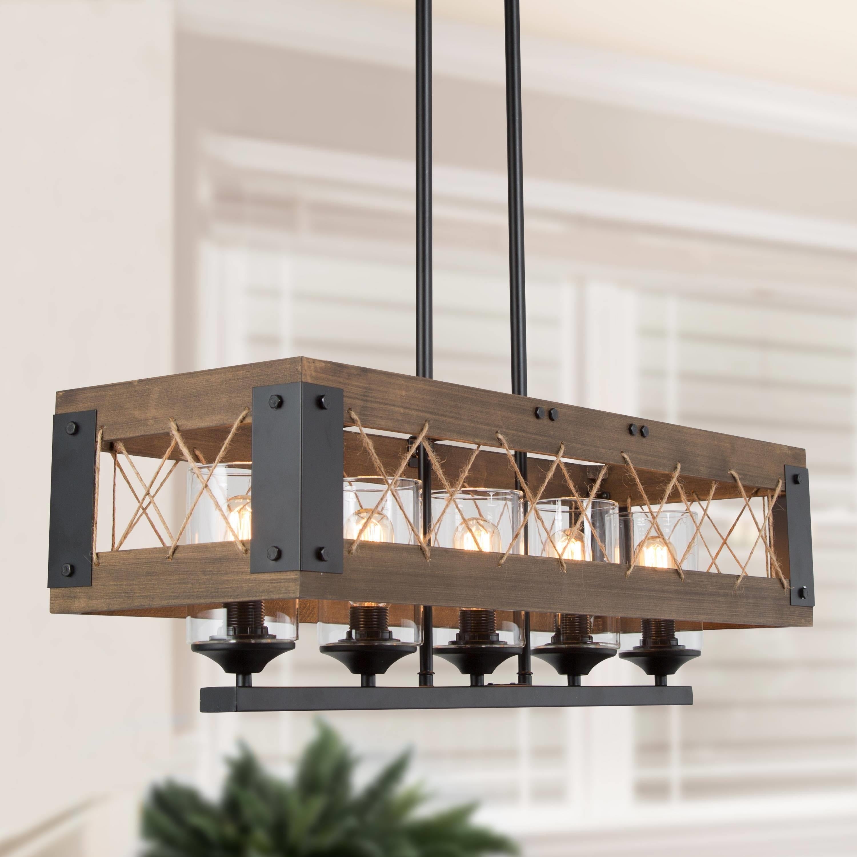 The Gray Barn Blueberry Butte 6 Light Candle Farmhouse Island Chandelier