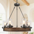 The Gray Barn Flying Turtle 6 Light Wood Chandeliers Rustic Pendant