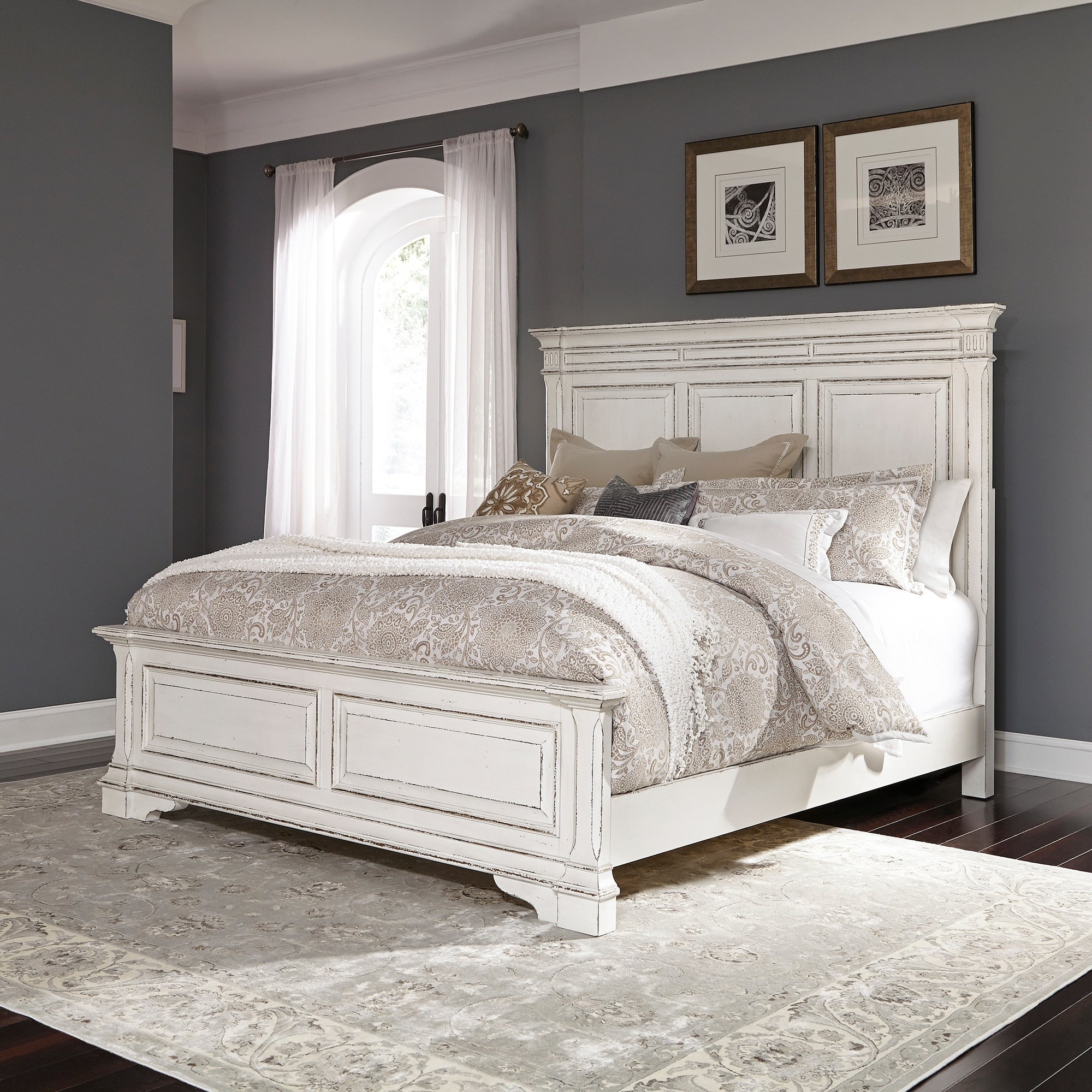 The Gray Barn Bevers Bay Antique White California King Panel Bed