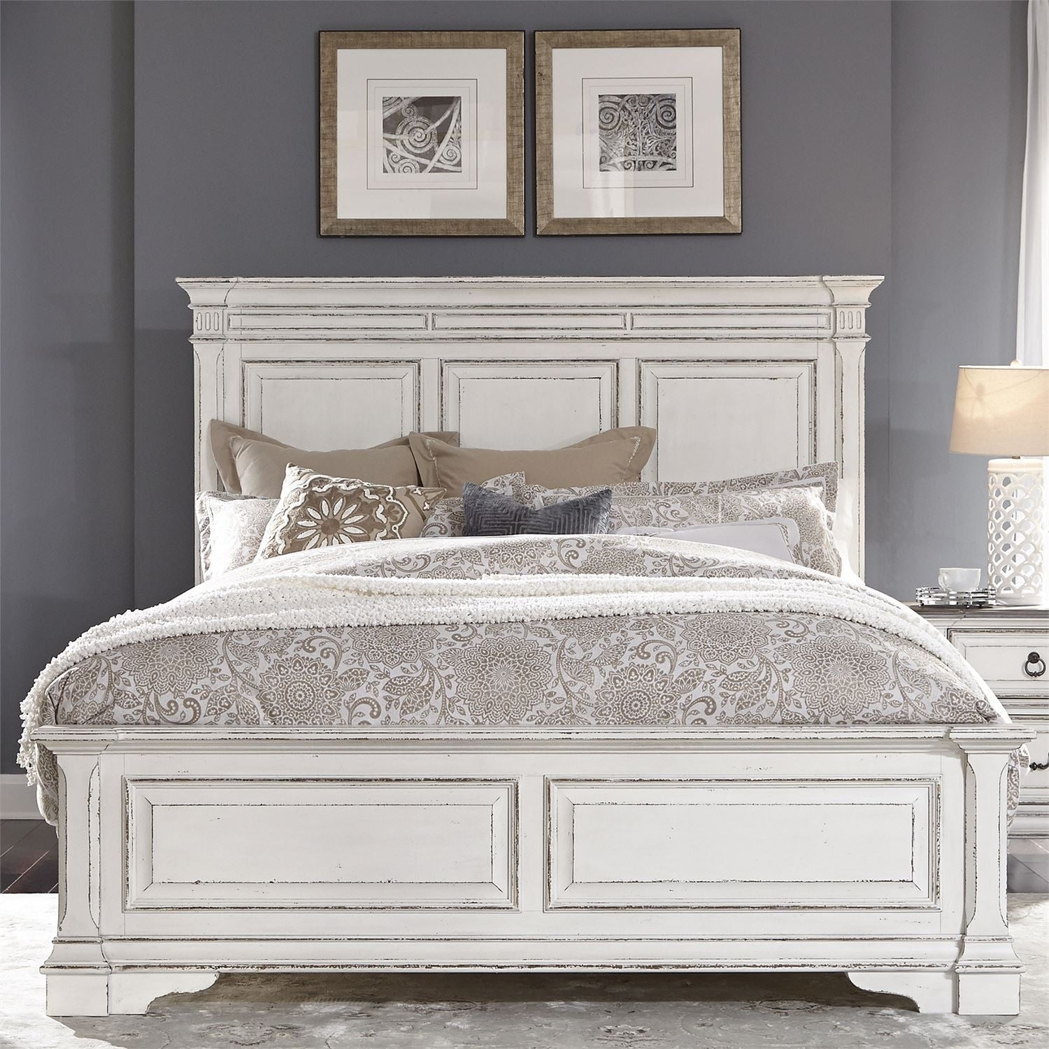 The Gray Barn Bevers Bay Antique White Queen Panel Bed