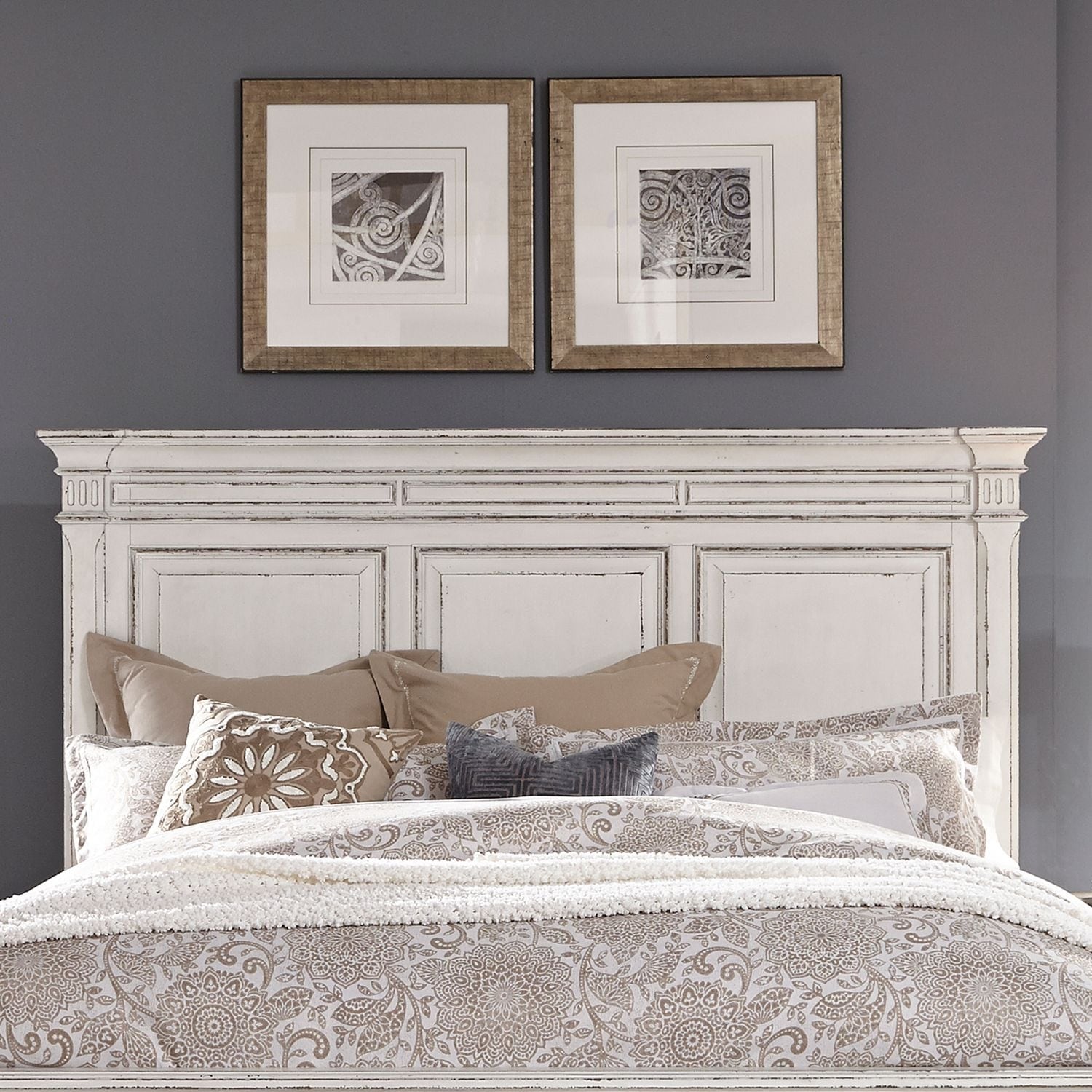 The Gray Barn Bevers Bay Antique White Queen Panel Headboard