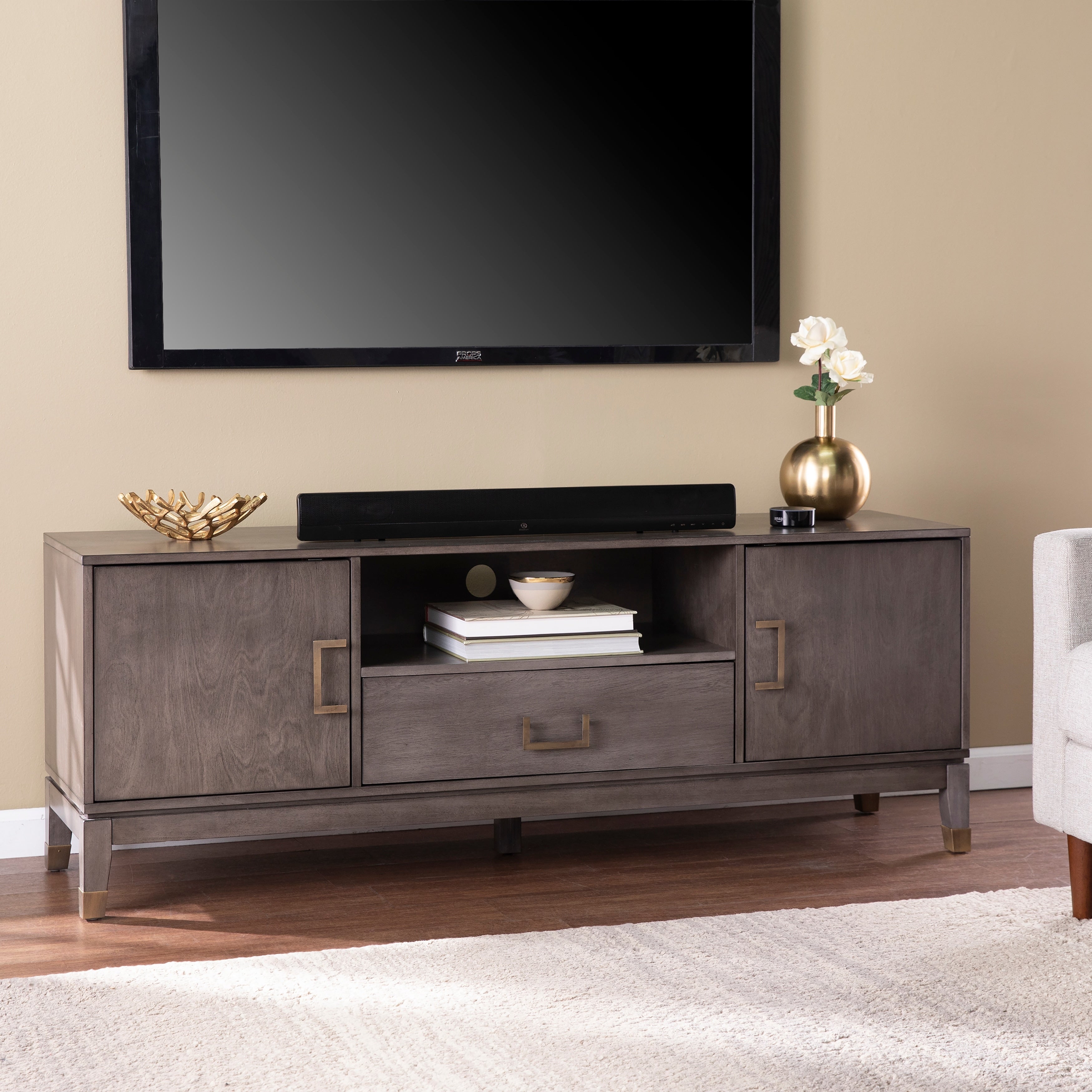 The Gray Barn Barlock Transitional Brown Wood Media Stand