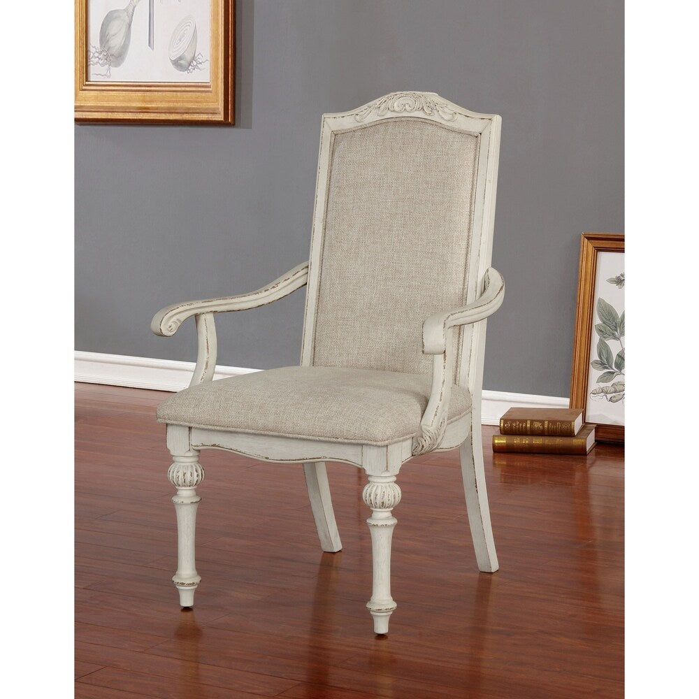 Calum Farmhouse Antique White Armchairs Set Of 2 By Foa