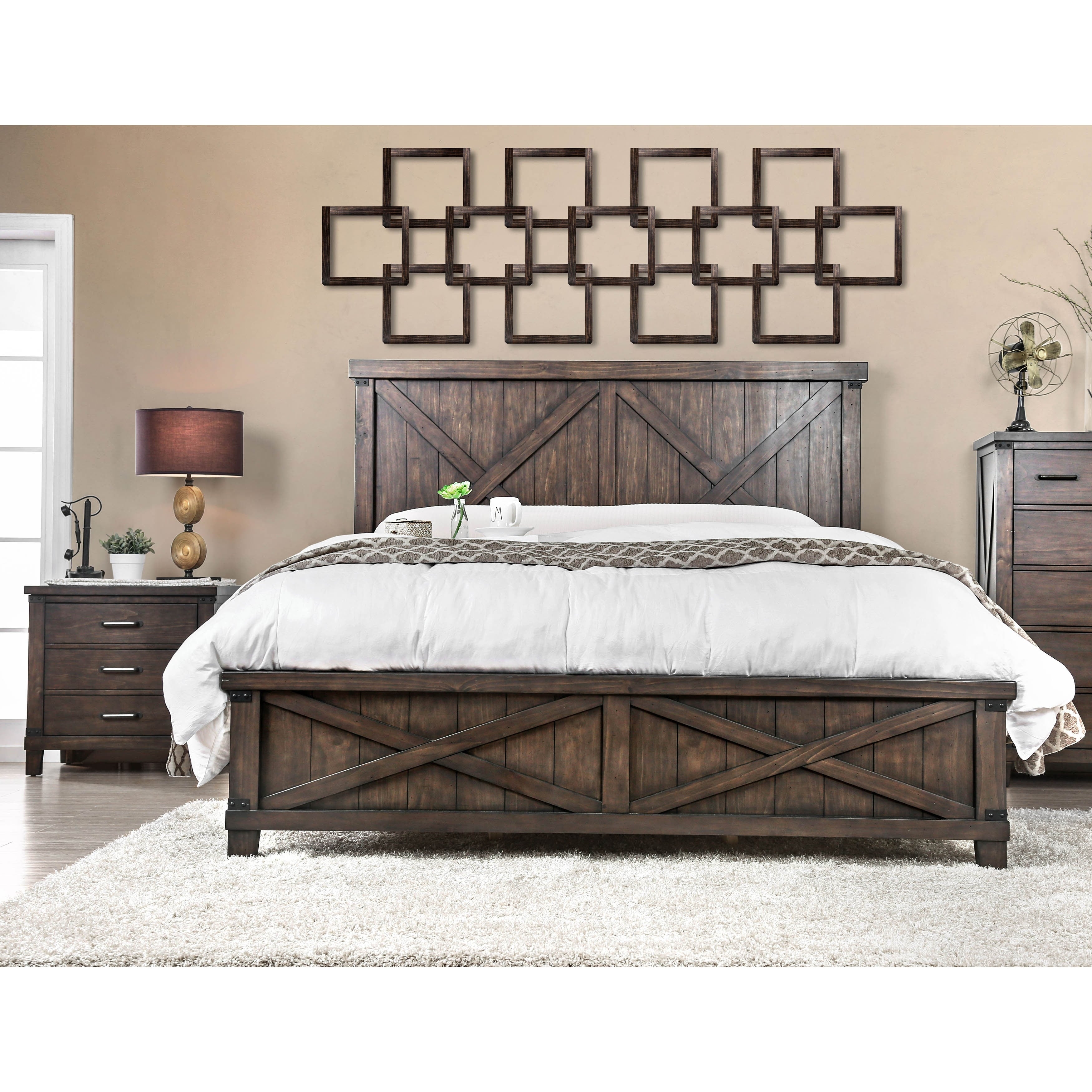 The Gray Barn Epona Rustic Farmhouse 2 Piece Dark Walnut Bed And Nightstand Set