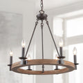 The Gray Barn Silver Vista 6 Light Farmhouse Wood Pendant Chandelier Lighitng For Kitchen