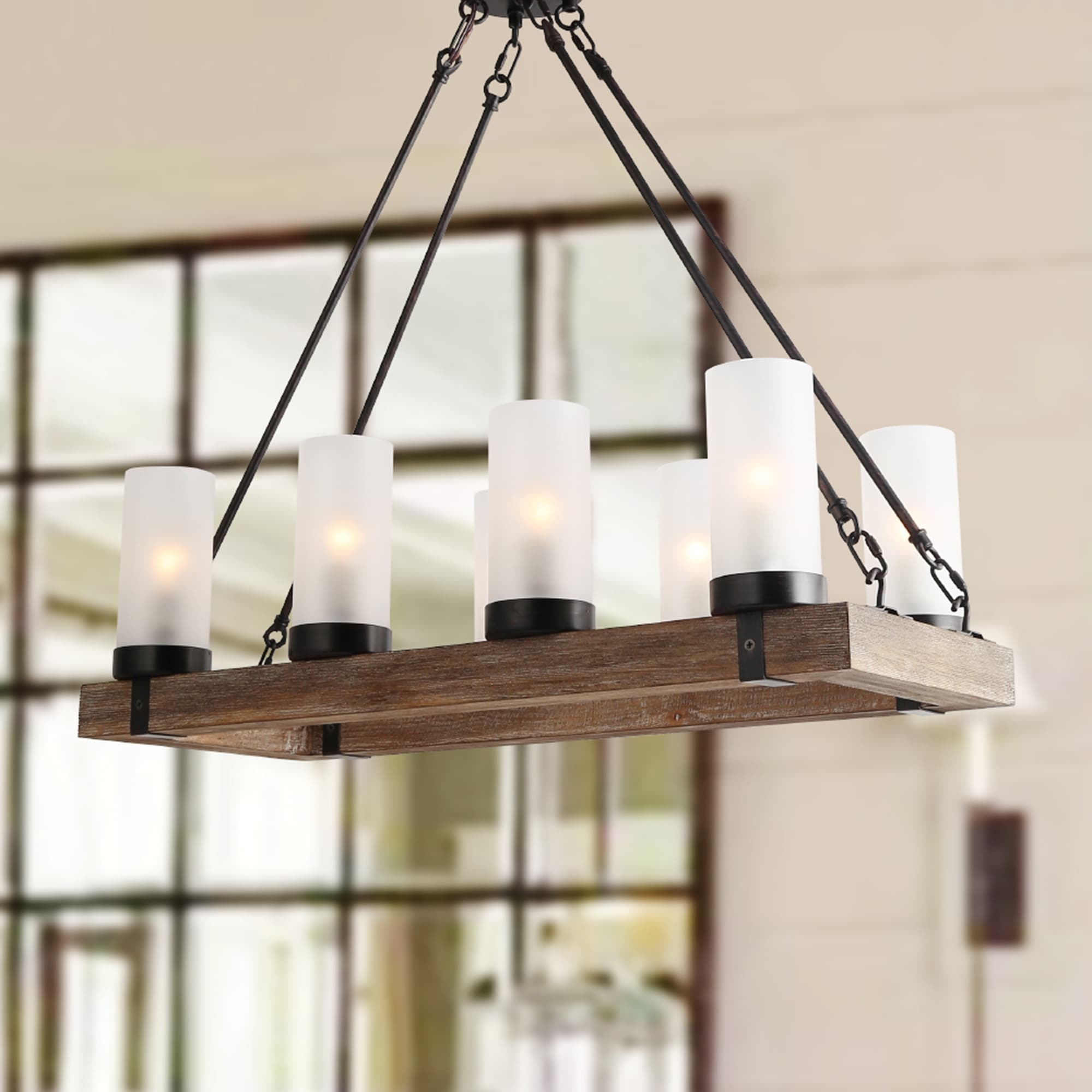 The Gray Barn Lowbridge Wood Chandeliers Kitchen Island Lighting 8 Light Pendant Lights