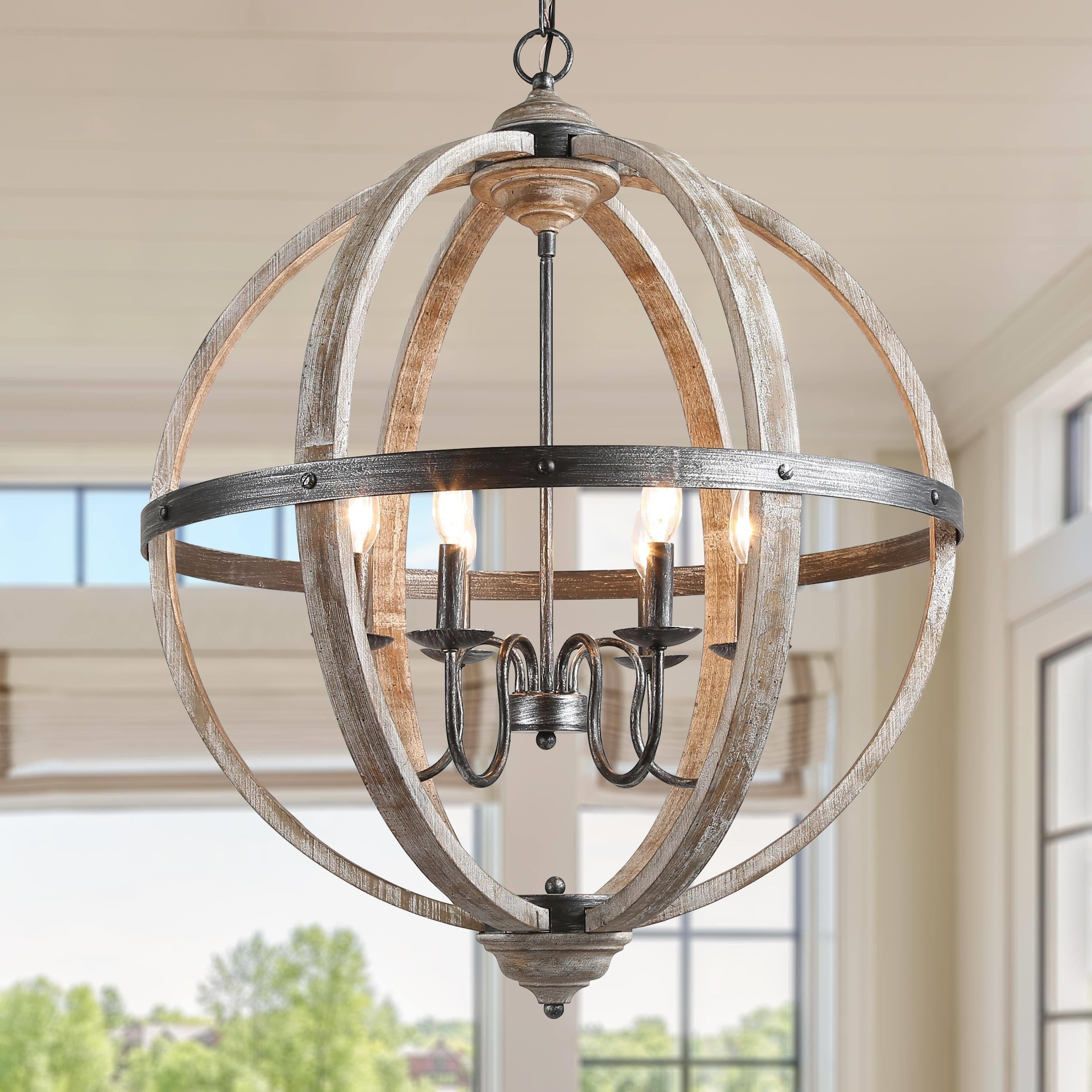 The Gray Barn White Ridge Farmhouse Chandelier With Distressed Wood Kitchen Island Light