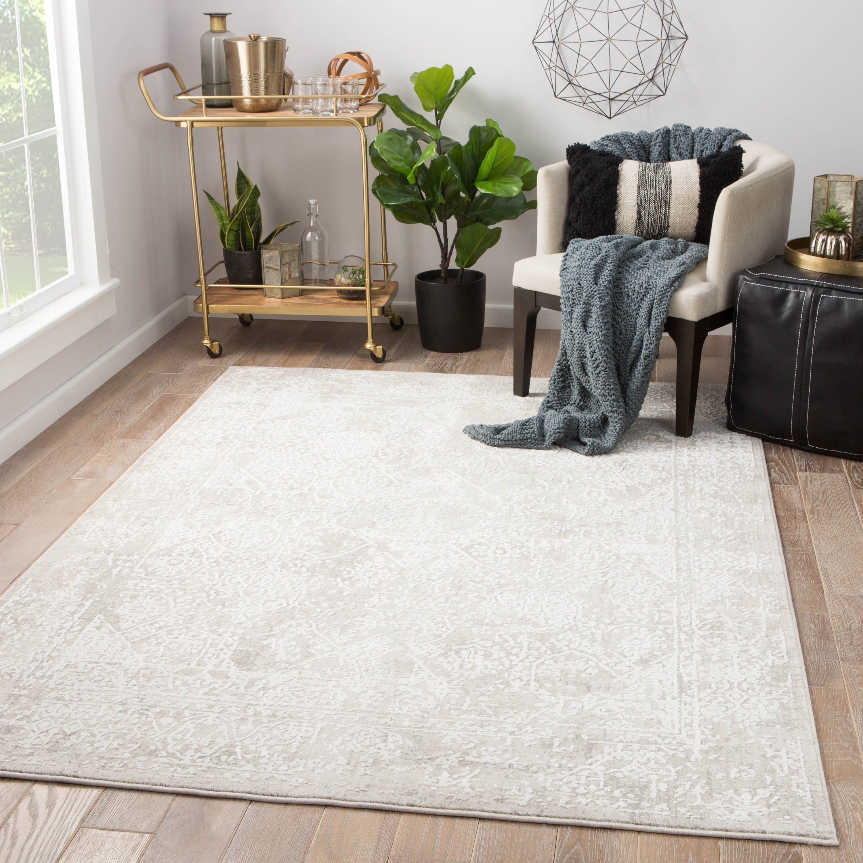 Lolani Grey White Abstract Runner Rug