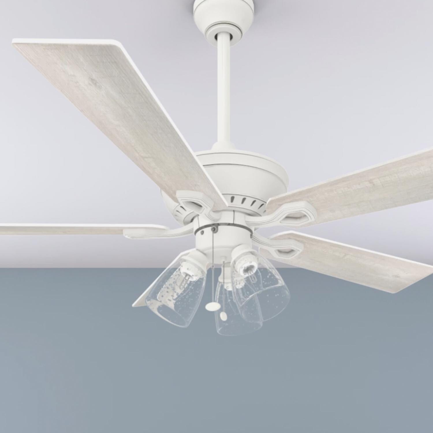 The Gray Barn Grumio Distressed White 52 Inch Ceiling Fan With 5 Barnwood Blades