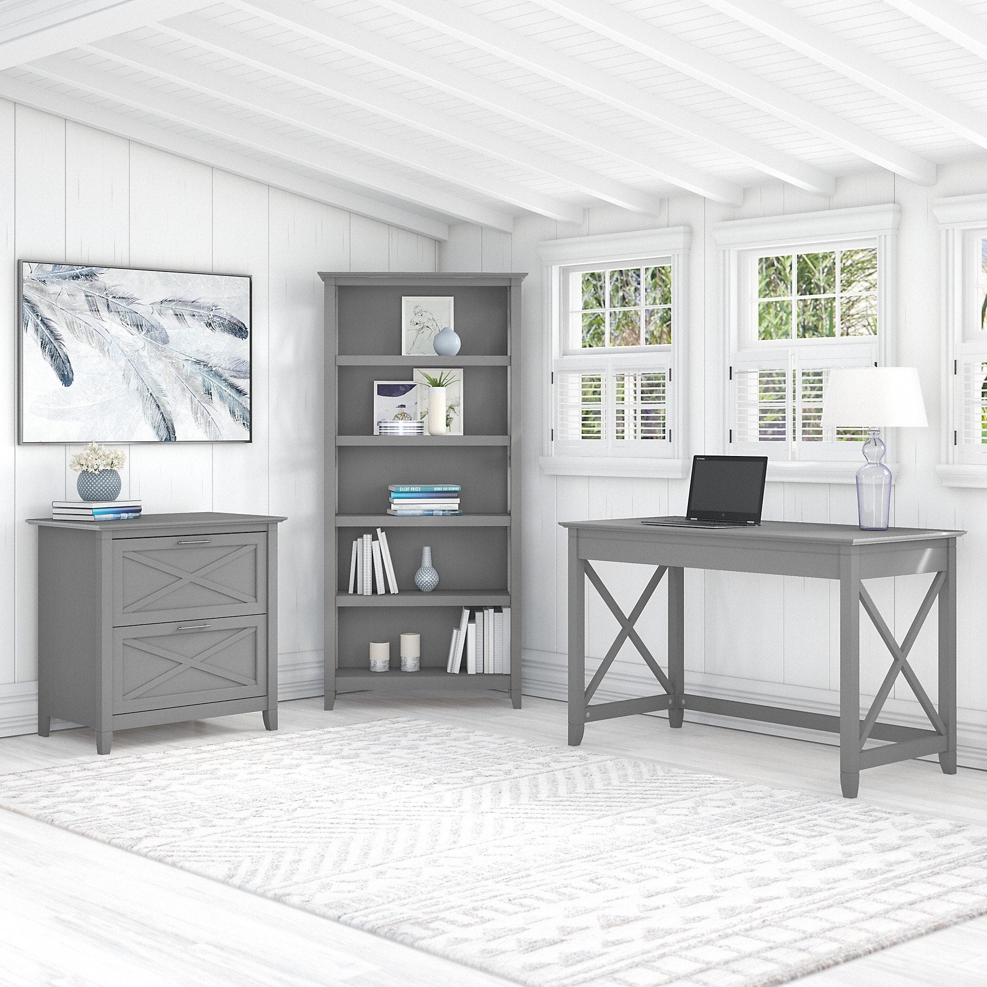 The Gray Barn Hatfield 48 Inch Writing Desk With Cabinet And Bookcase