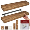 The Gray Barn Haven Walnut Brown Rustic Wood Floating Wall Shelf Large