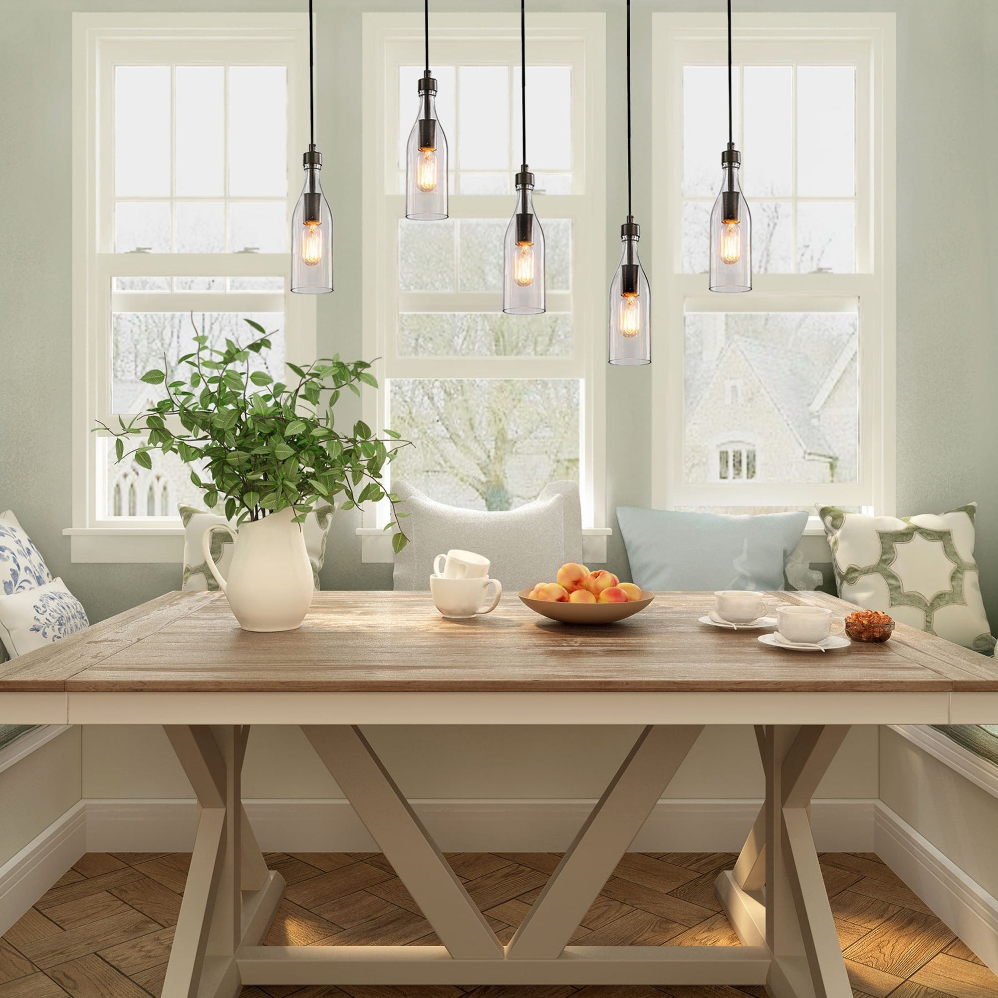 The Gray Barn Heavenly Winds 1 Light Pendant Glass Bottle Chandelier