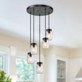The Gray Barn Heavenly Winds 5 Light Bronze Chandelier Adjustable Mason Jar Pendant