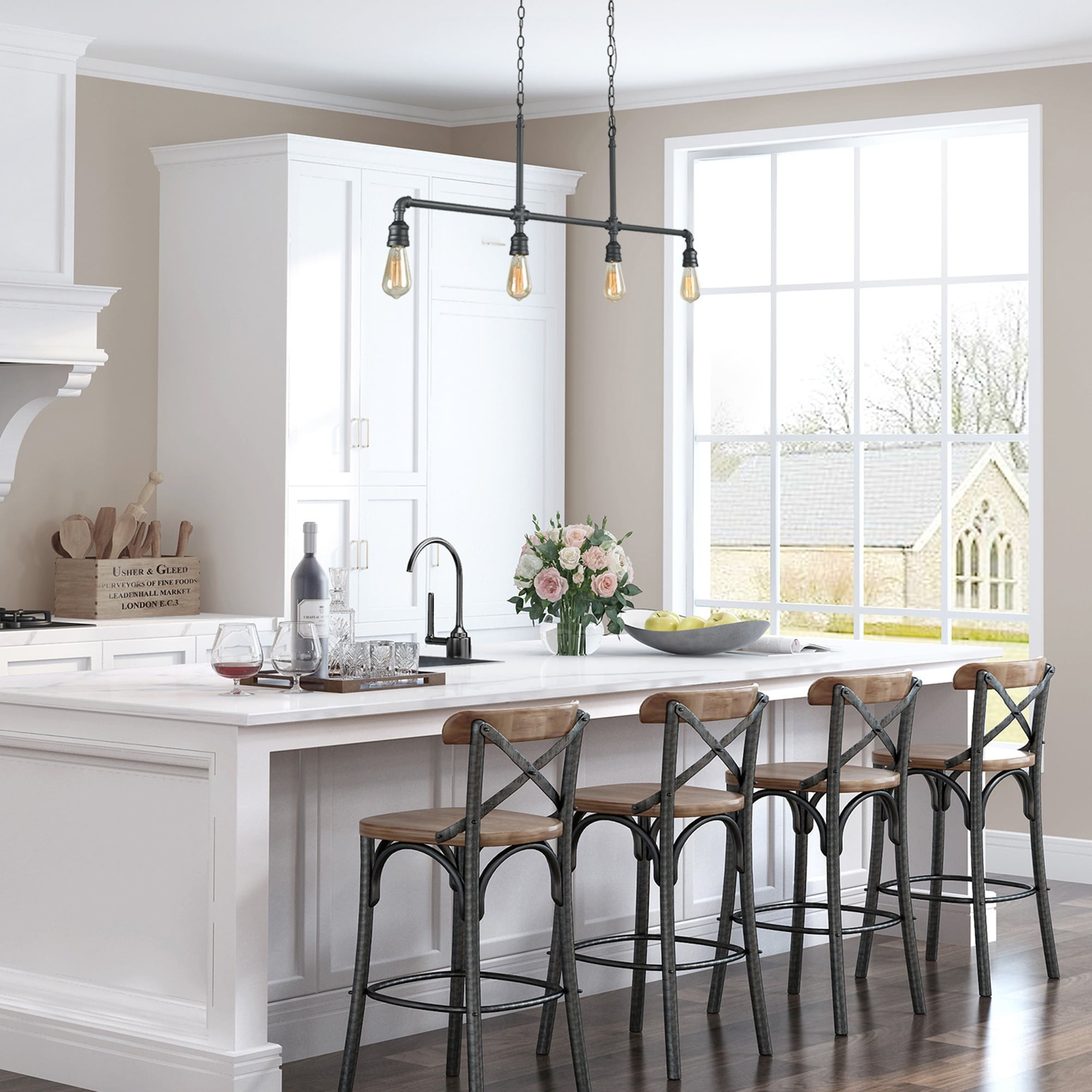 The Gray Barn Heavenly Winds 4 Light Linear Kitchen Island Industrial Pendant