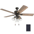 The Gray Barn Hodeken Farmhouse 52 Inch Aged Bronze Led Ceiling Fan In Cage Industrial 3 Light In 3 Speed Remote
