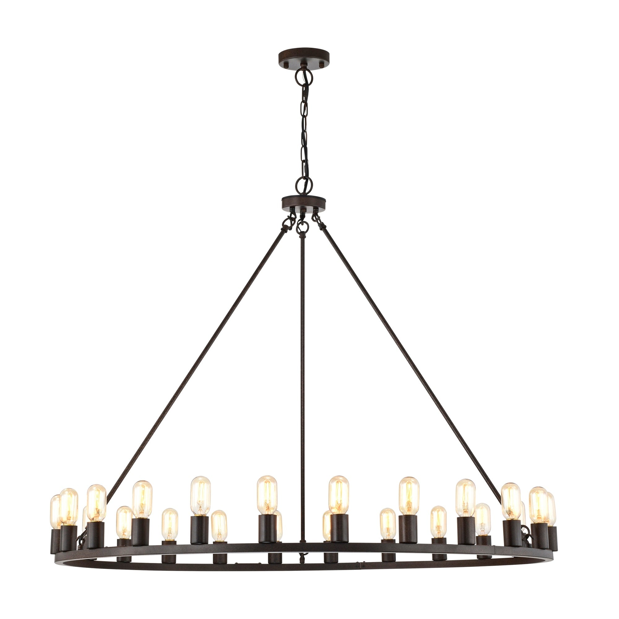 The Gray Barn Liam 24 Light 48 Inch Round Wagon Wheel Chandelier