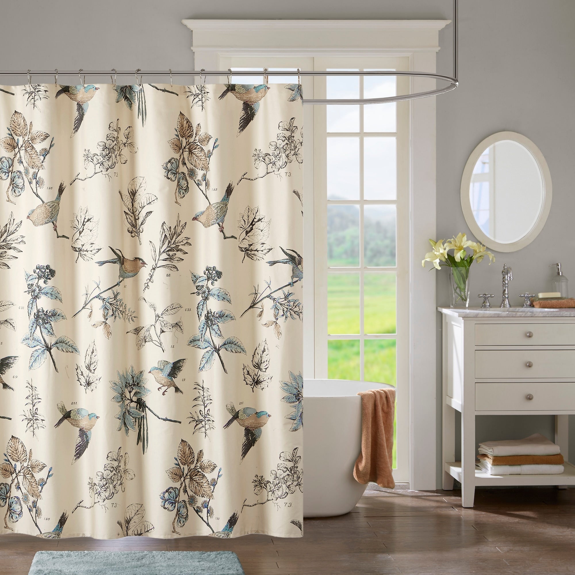 The Gray Barn Mission Creek Khaki Printed Cotton Shower Curtain