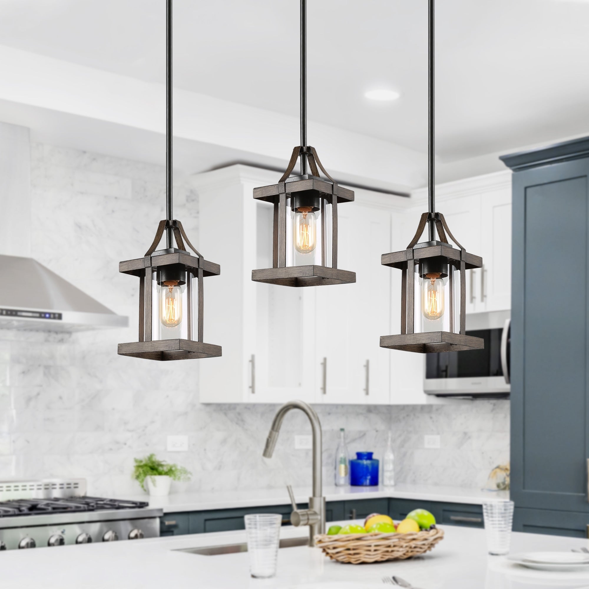 The Gray Barn Heavenly Winds Pendant Rust And Faux Wood Finish Chandelier With Glass Shade