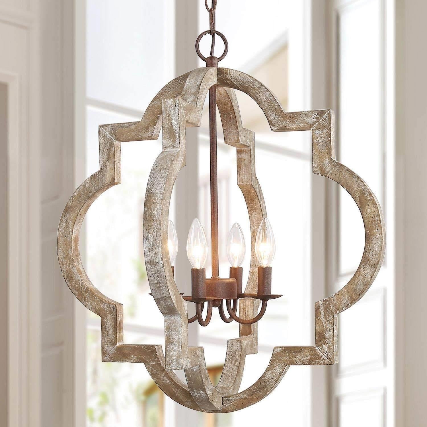The Gray Barn Hester Gulch Farmhouse Chandelier With 4 Light Hanging Lighting Fixture For Kitchen Island