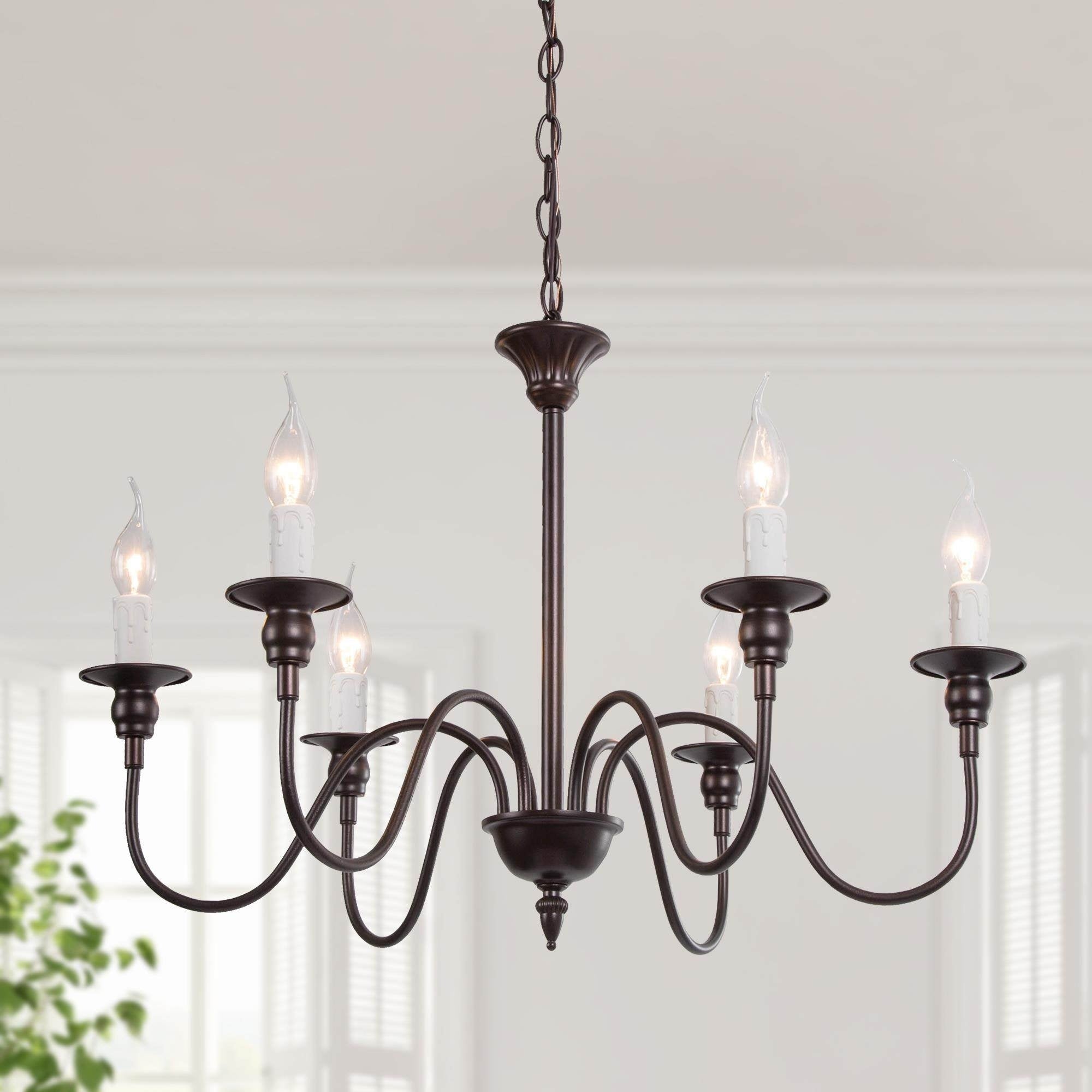 The Gray Barn Windy Bracken 6 Light Chandelier Candle Candlelabra Pendant