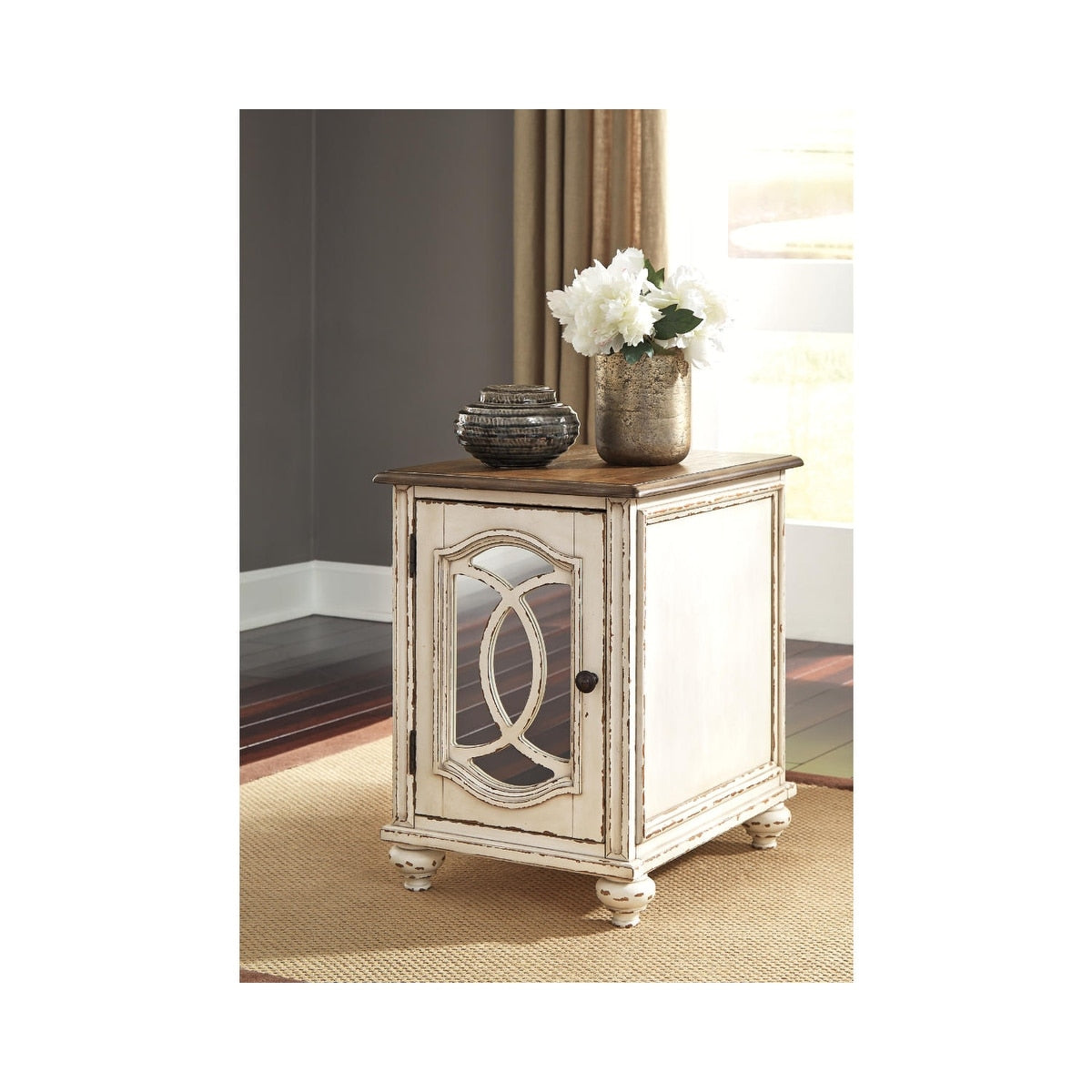 The Gray Barn Nettle Bank White And Brown Wooden Chairside End Table