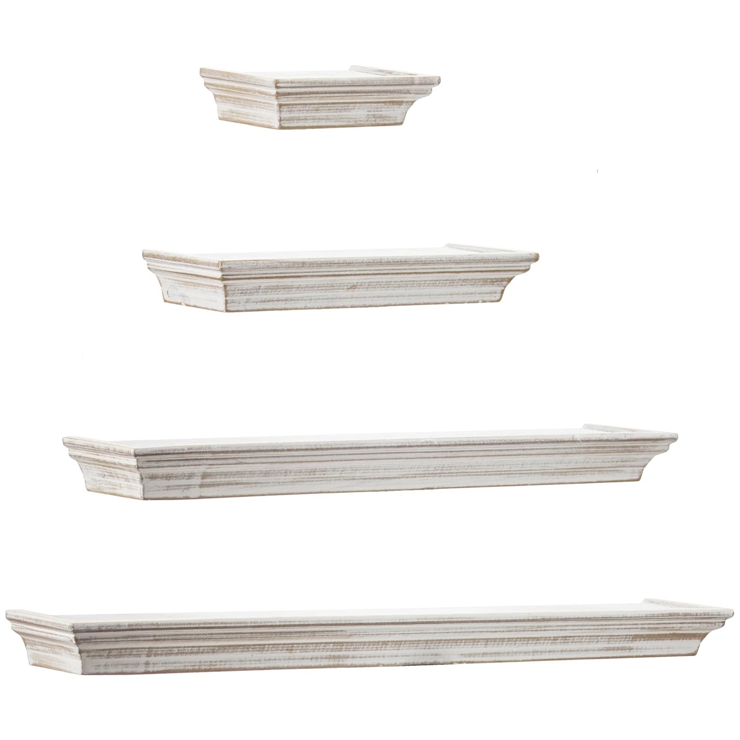 The Gray Barn Norwich Whitewashed Floating Shelves With Crown Molding Set Of 4