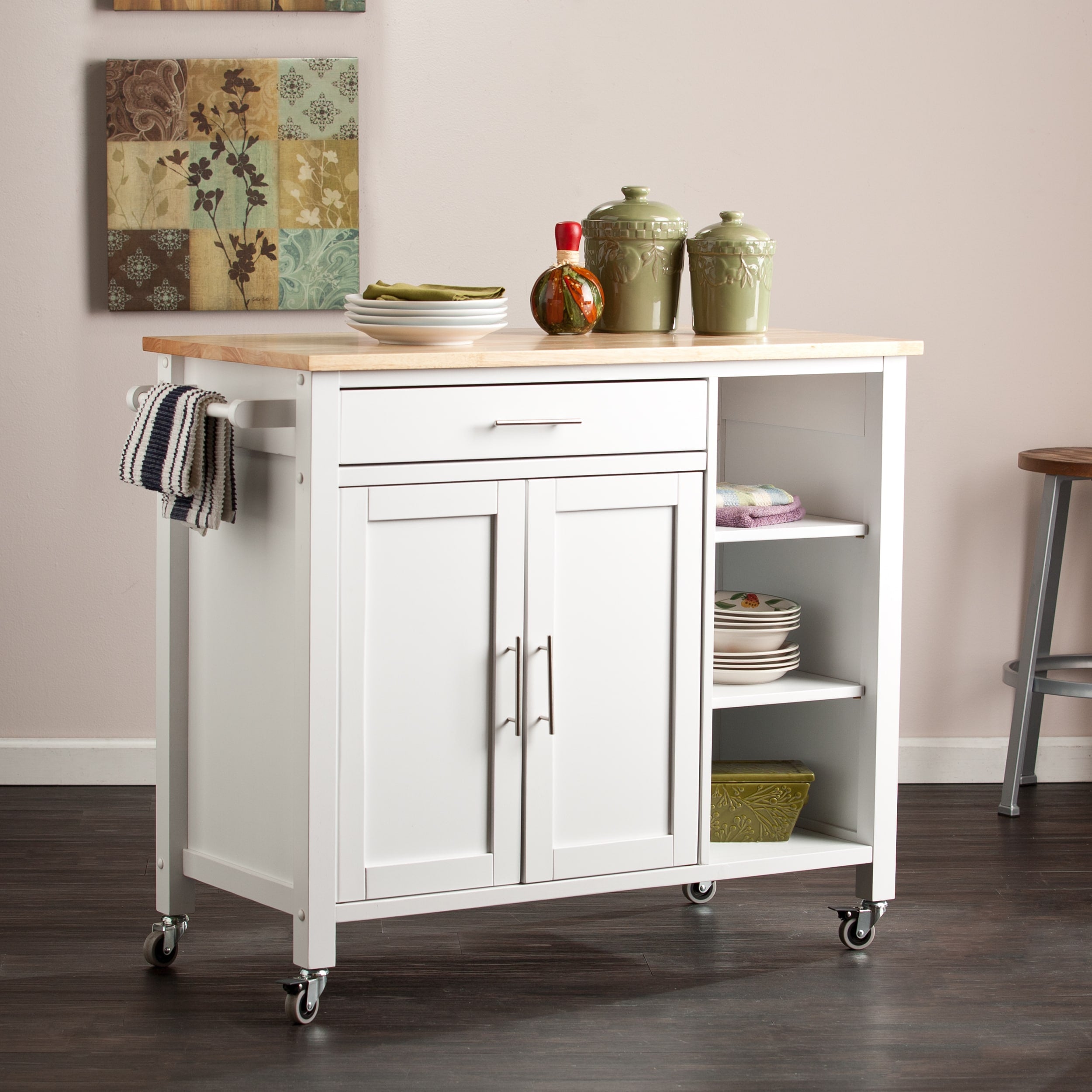 The Gray Barn Oriaga White Kitchen Cart
