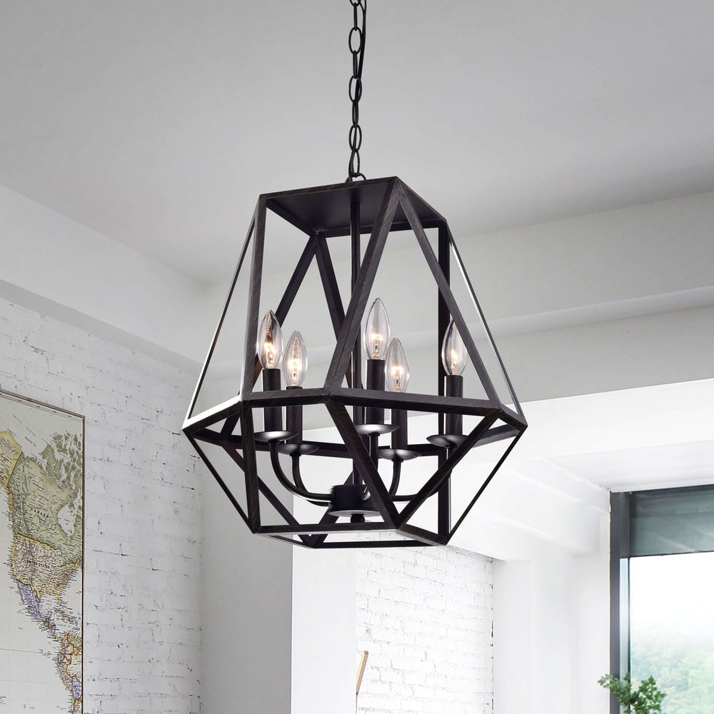 The Gray Barn Otis 5 Light Antique Black Iron Chandelier