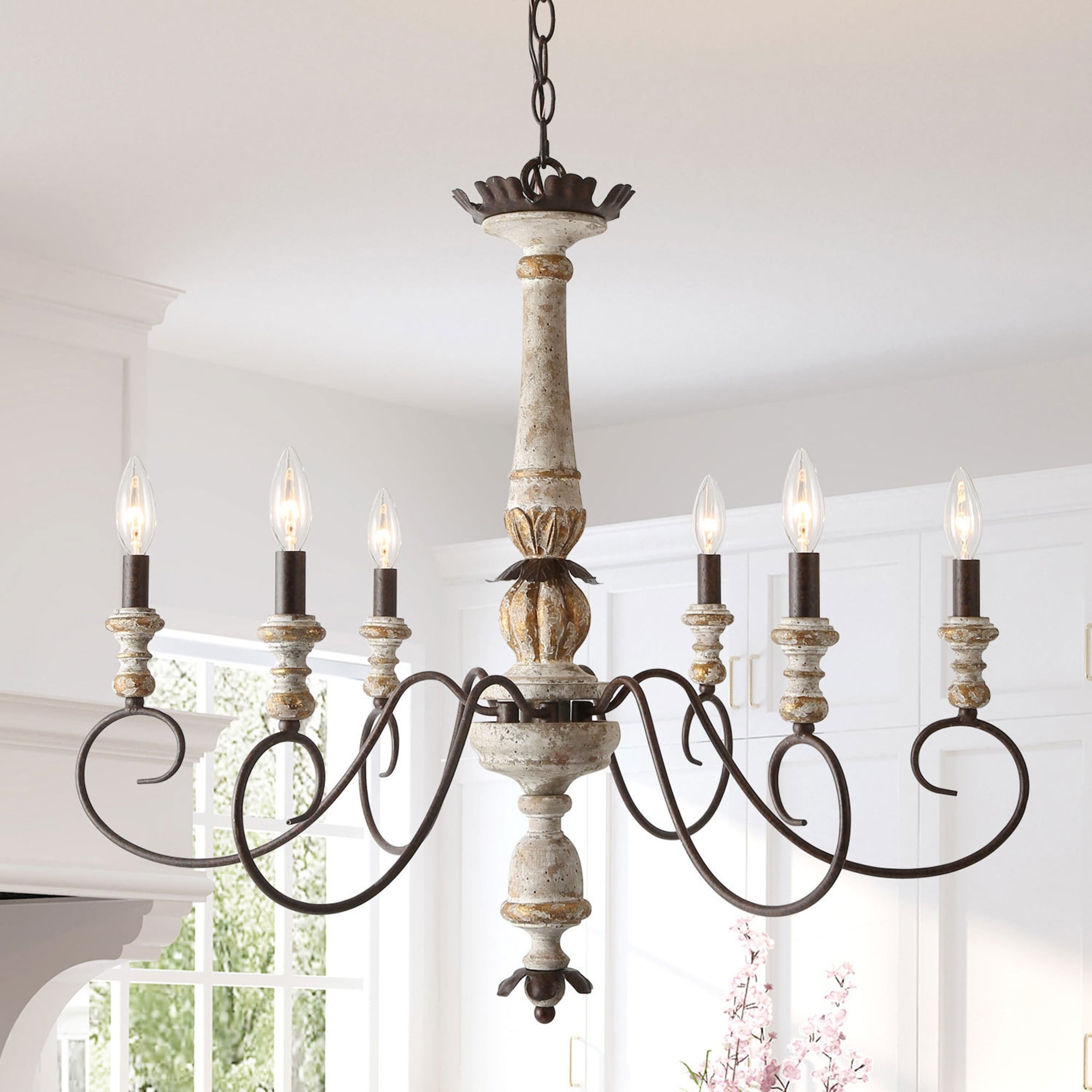 The Gray Barn Windy Bracken Shabby Chic French Country Retro White Chandelier
