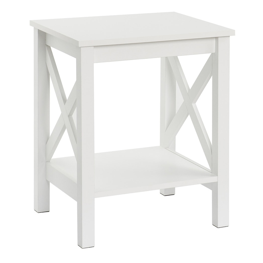 The Gray Barn Xanadu Hill X Frame Two Tier End Table With Shelf