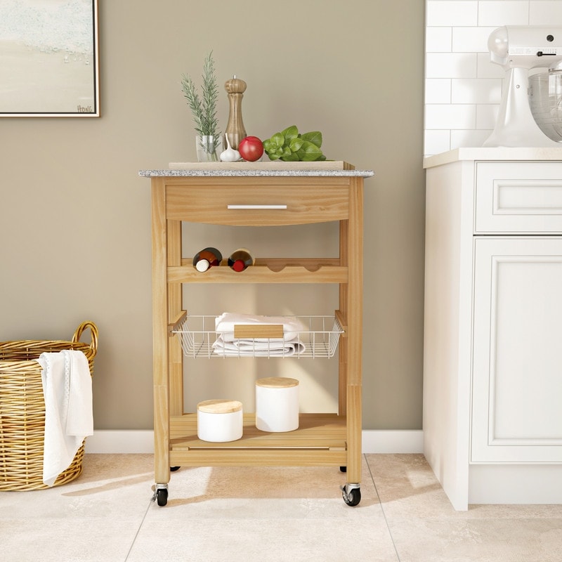 The Gray Barn Zephyr Parcel Natural Granite Top Kitchen Island