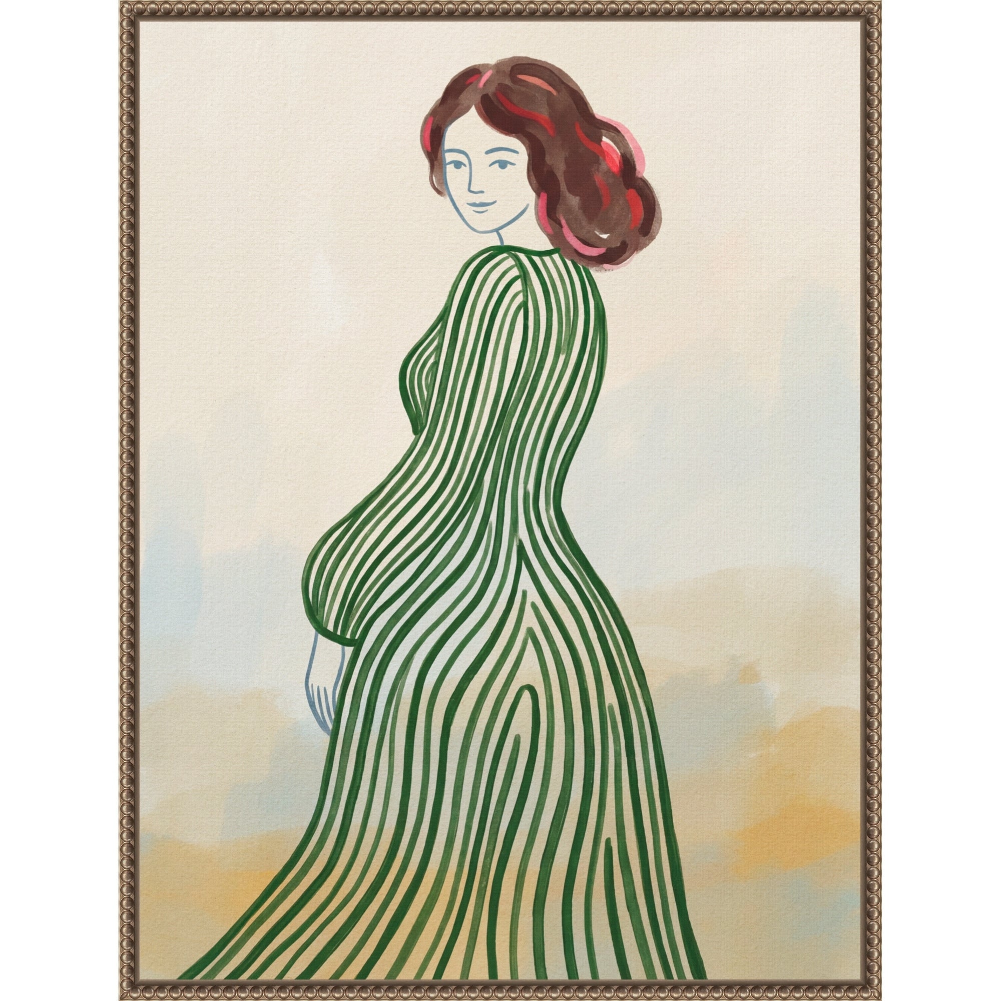 The Green Dress By Andreas Magnusson Framed Canvas Wall Art
