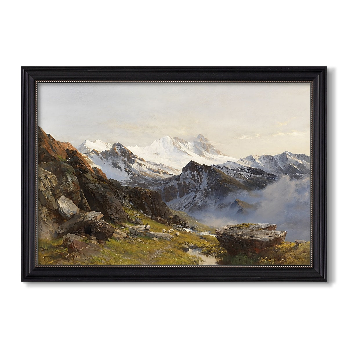 The Groglockner From The Prager Hut 1890 Edward Theodore Compton Custom Framed Canvas