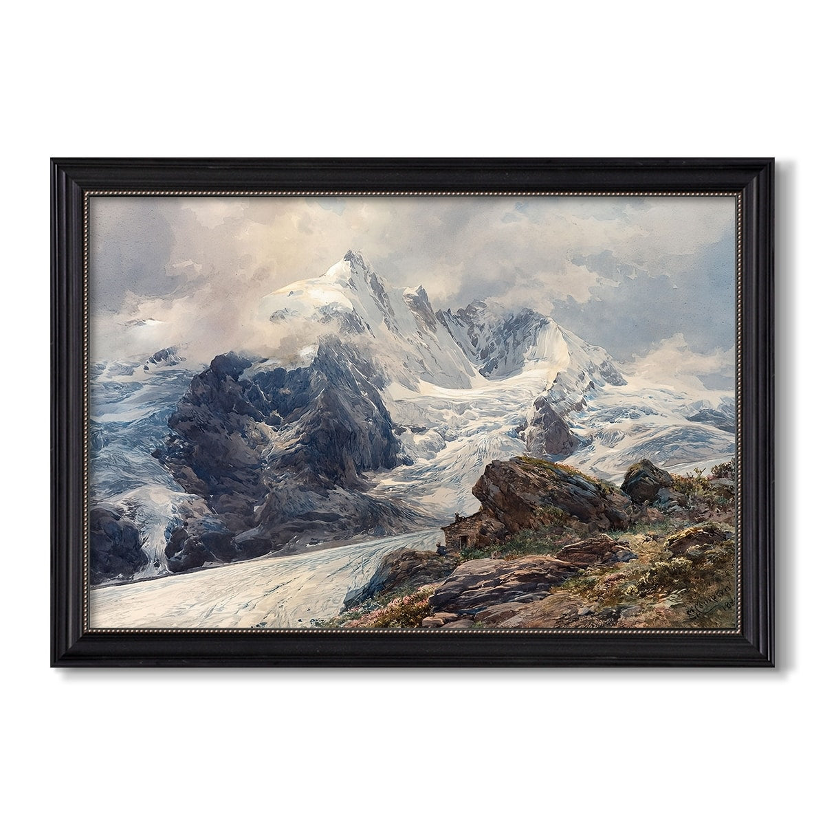 The Grossglockner 1880 Edward Theodore Compton Custom Framed Canvas