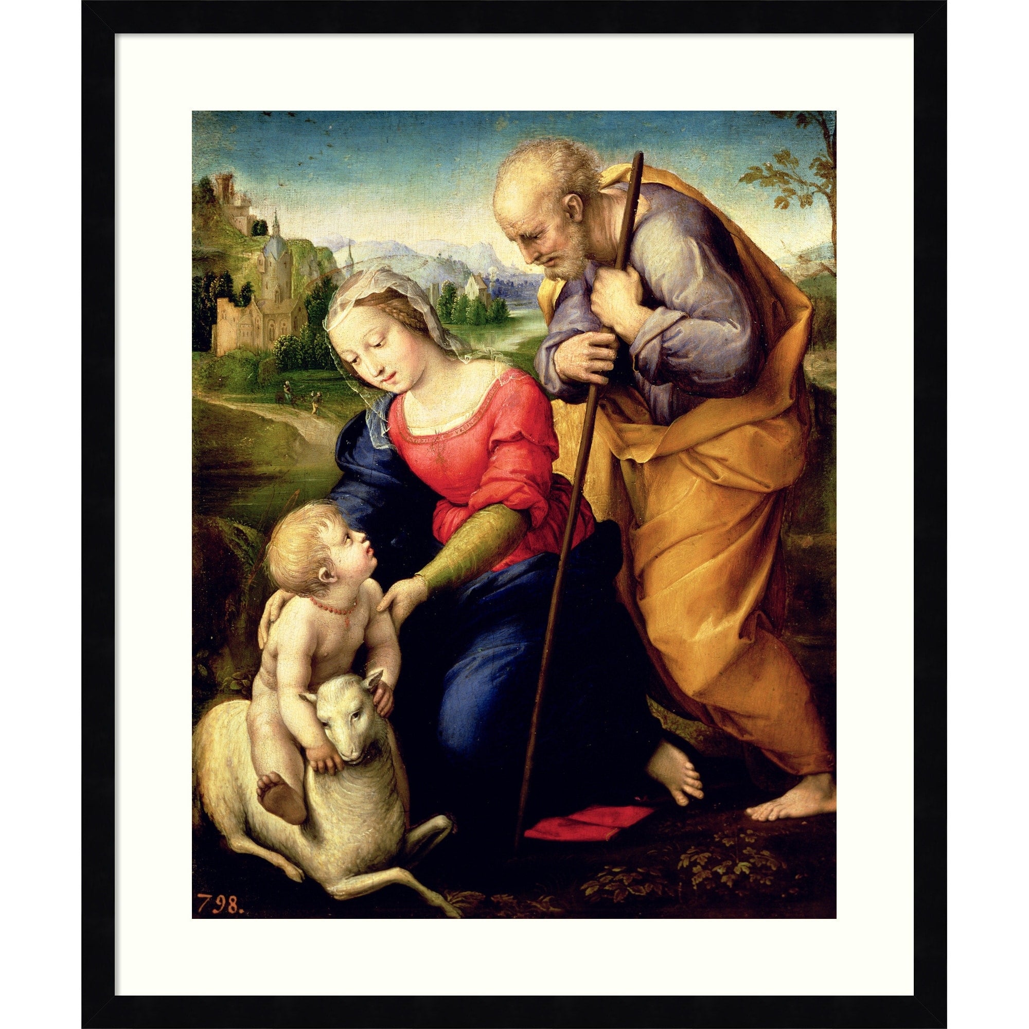 The Holy Family With Lamb 1507 By Raphael Raffaello Sanzio Of Urbino Wood Framed Wall Art Print
