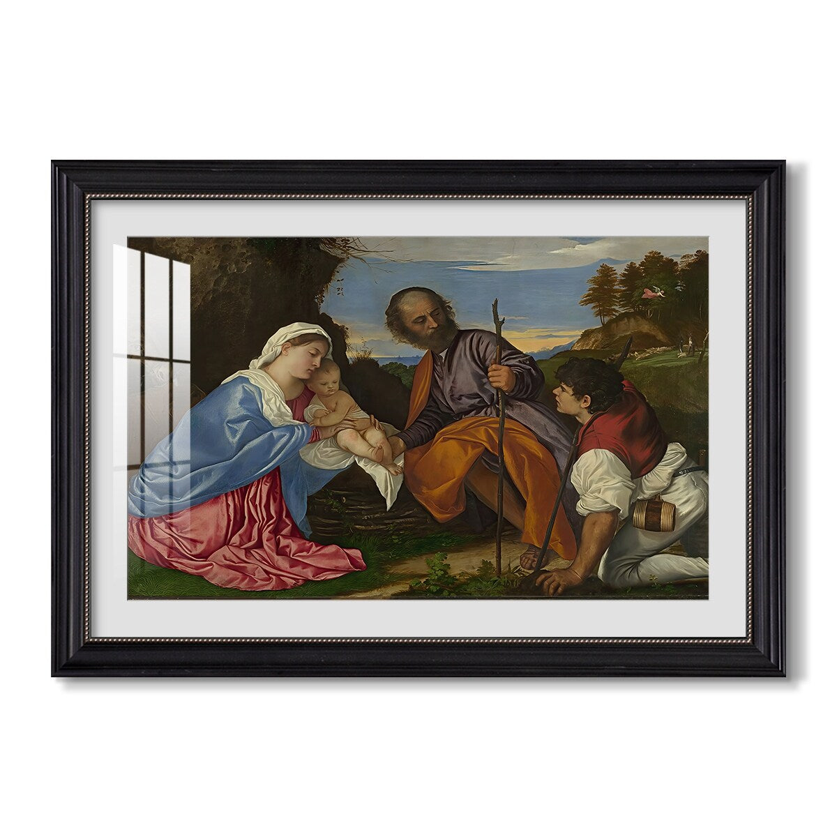 The Holy Family With A Shepherd C 1510 Titian Custom Framed Print