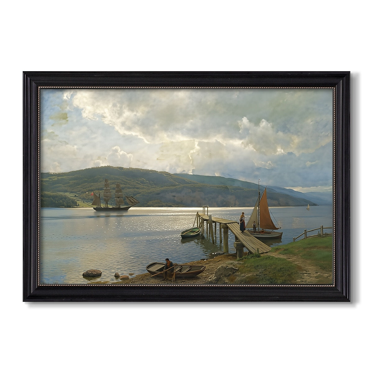 The Jetty At Feste Near Moss 1898 Hans Gude Custom Framed Canvas